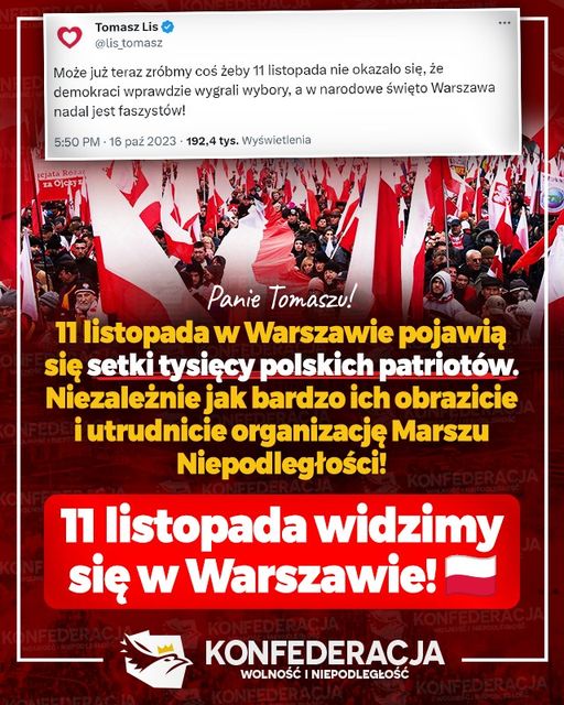 11 listopada w Warszawie pojawią się setki tysięcy patriotów. Niezależnie jak ba...