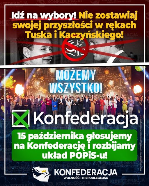 Idź na wybory 
Nie zostawiaj swojej przyszłości w rękach Tuska i Kaczyńskiego

M...