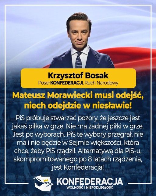 Krzysztof Bosak o desygnowaniu przez prezydenta Andrzeja Dudę premiera Mateusza ...