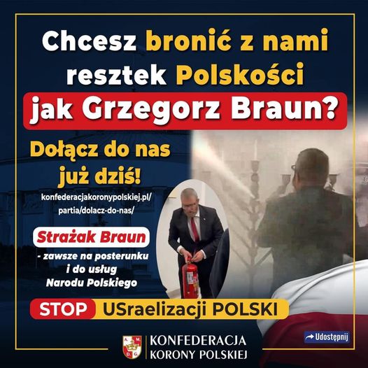 Wraz z nami broń resztek Polskości jak Grzegorz Braun!  Dołącz do struktur parti...