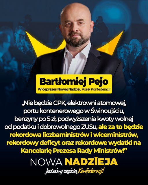 Bartłomiej Pejo: Nie będzie CPK, elektrowni atomowej, portu kontenerowego w Świn...